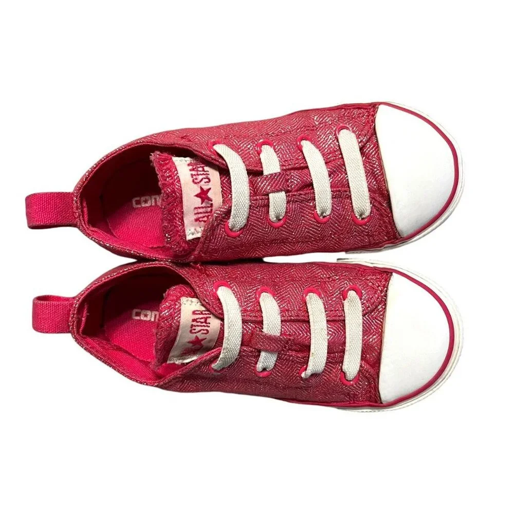 Converse All-Star Sz 10 Pink Metallic Slip On Sneakers